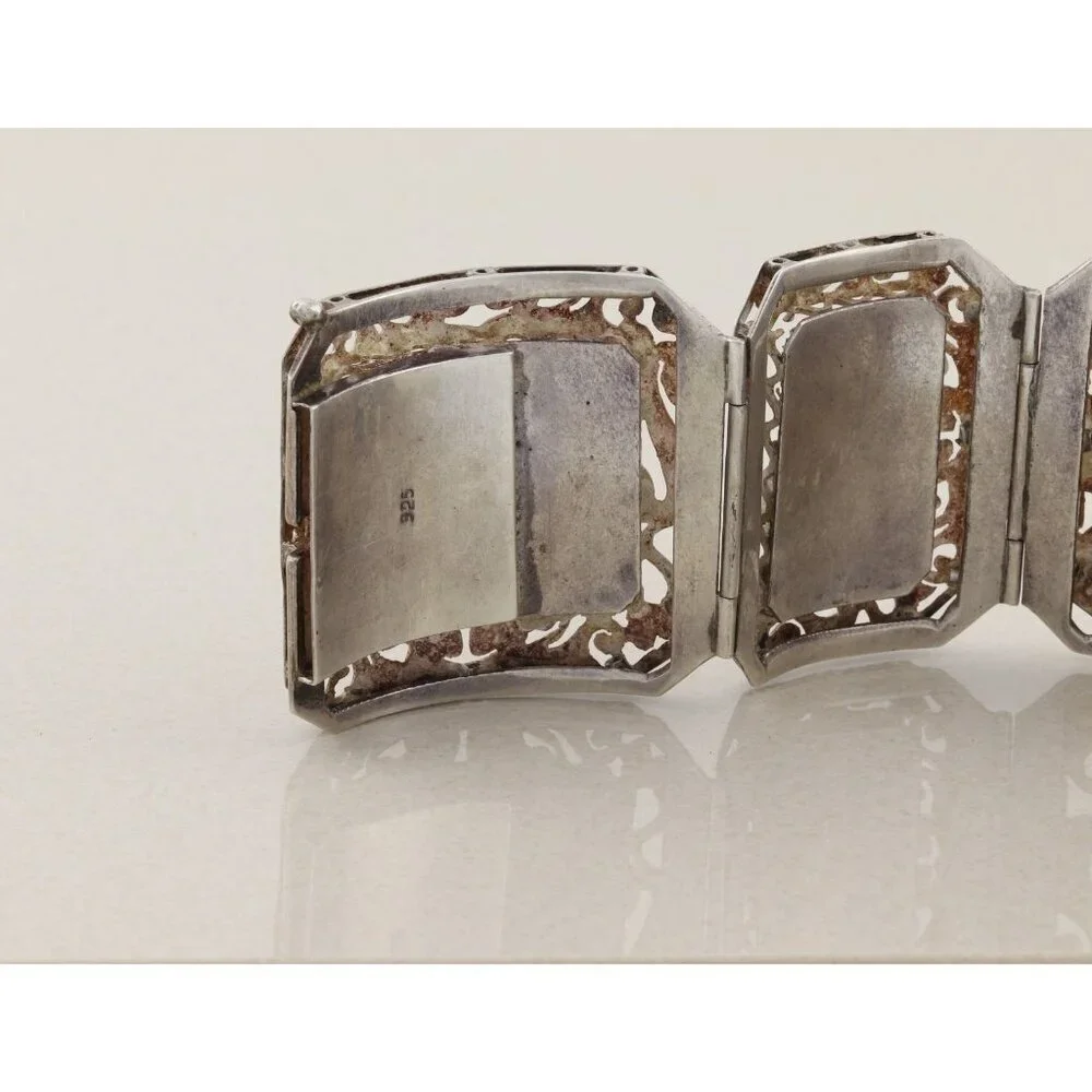 Sterling Silver Aztec Mayan Bracelet 6 3/4" inch - Picture 9 of 9